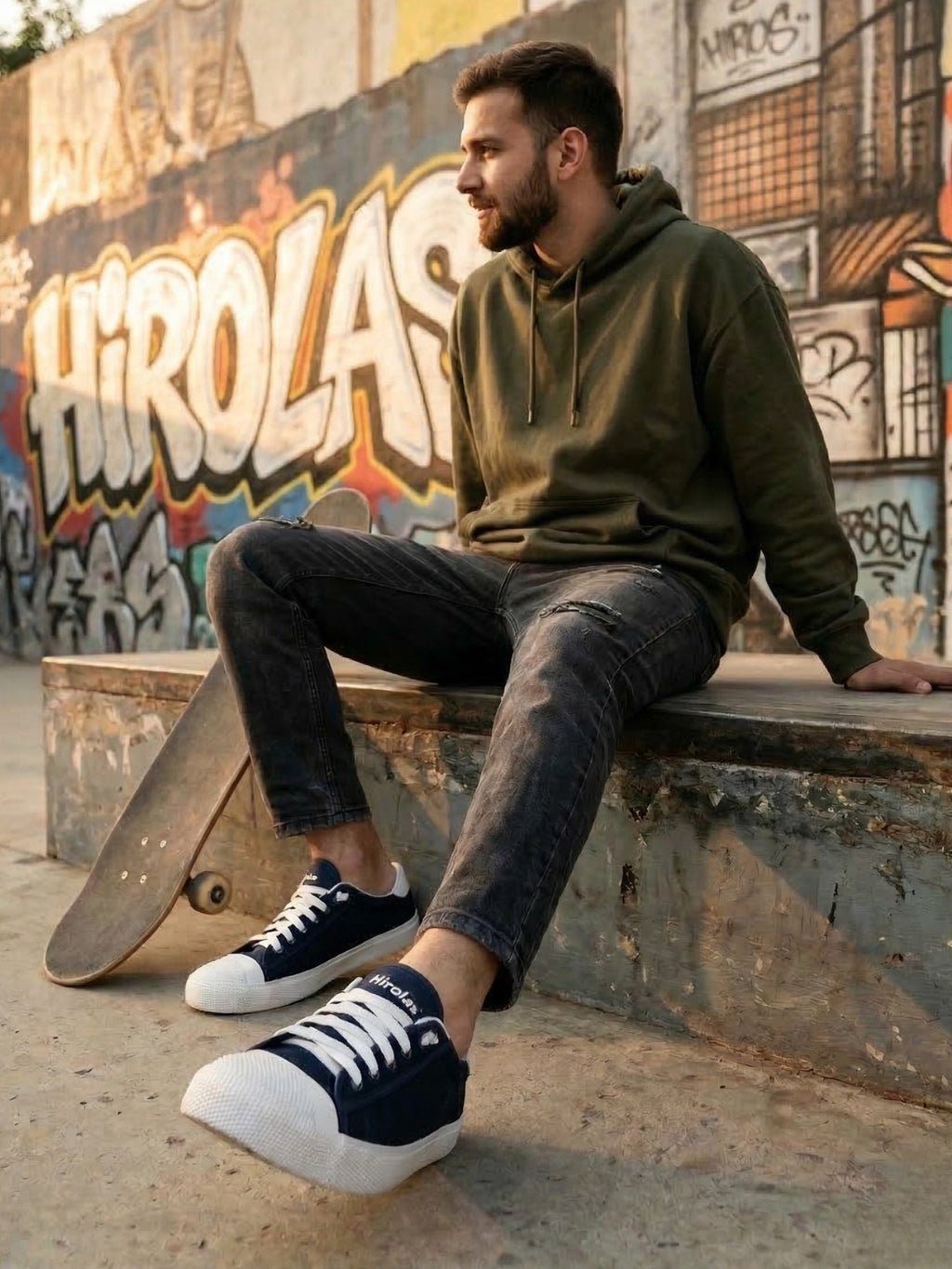 Vulcanised Skateboard Sneakers Shoes for Men - Blue (HRL2076BLU)