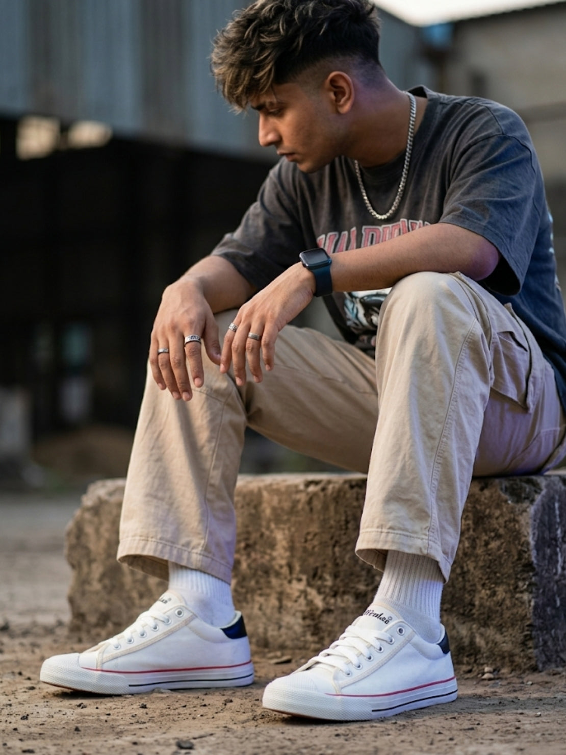 Vulcanised Skateboard Sneakers Shoes for Men - White (HRL2076WHT)