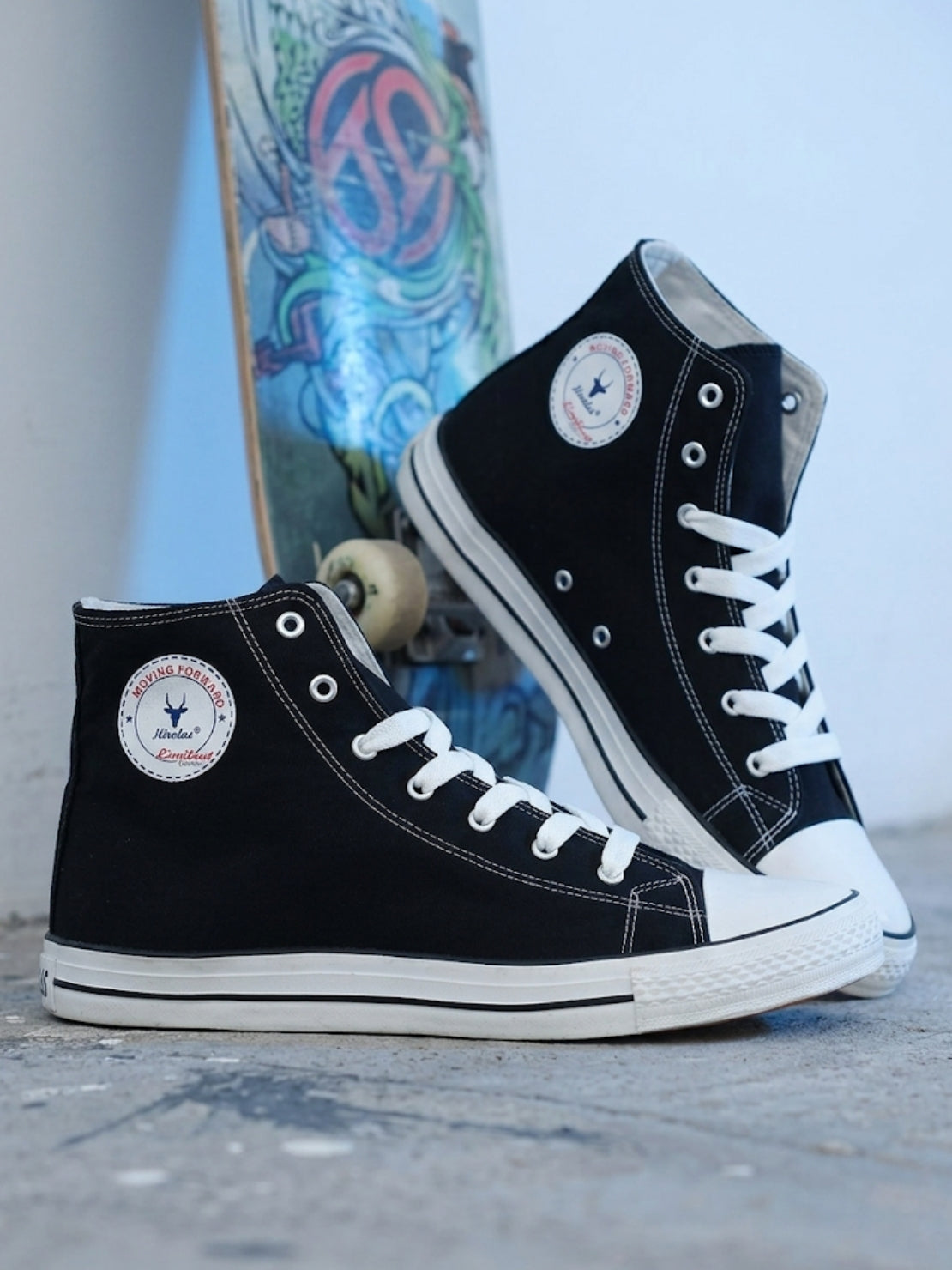 Vulcanised Skateboard Sneakers Shoes for Men  (HRL2077BLK)