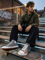 Vulcanised Skateboard Sneakers Shoes for Men - Grey (HRL2077GRY)