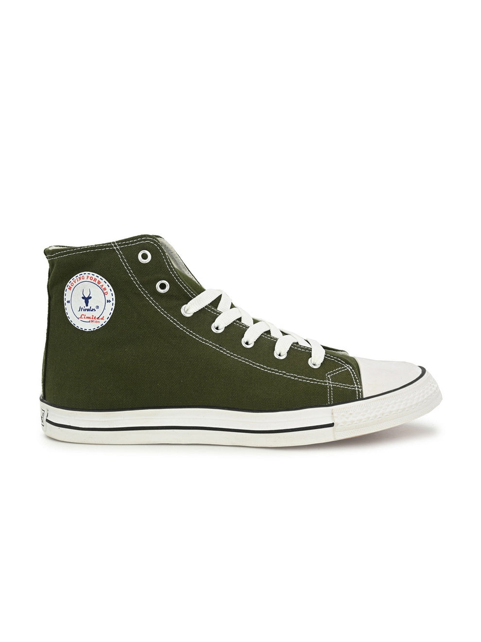 Men's Olive Canvas Vulcansied Skateboard Lace Up Ankle Length Sneaker Shoes (HRL2077OLV)