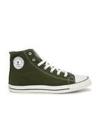 Men's Olive Canvas Vulcansied Skateboard Lace Up Ankle Length Sneaker Shoes (HRL2077OLV)