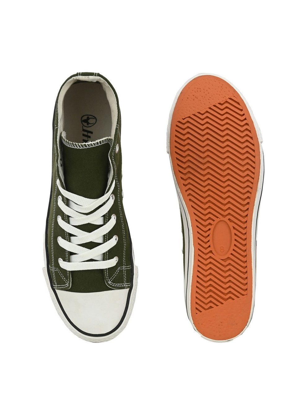 Men's Olive Canvas Vulcansied Skateboard Lace Up Ankle Length Sneaker Shoes (HRL2077OLV)