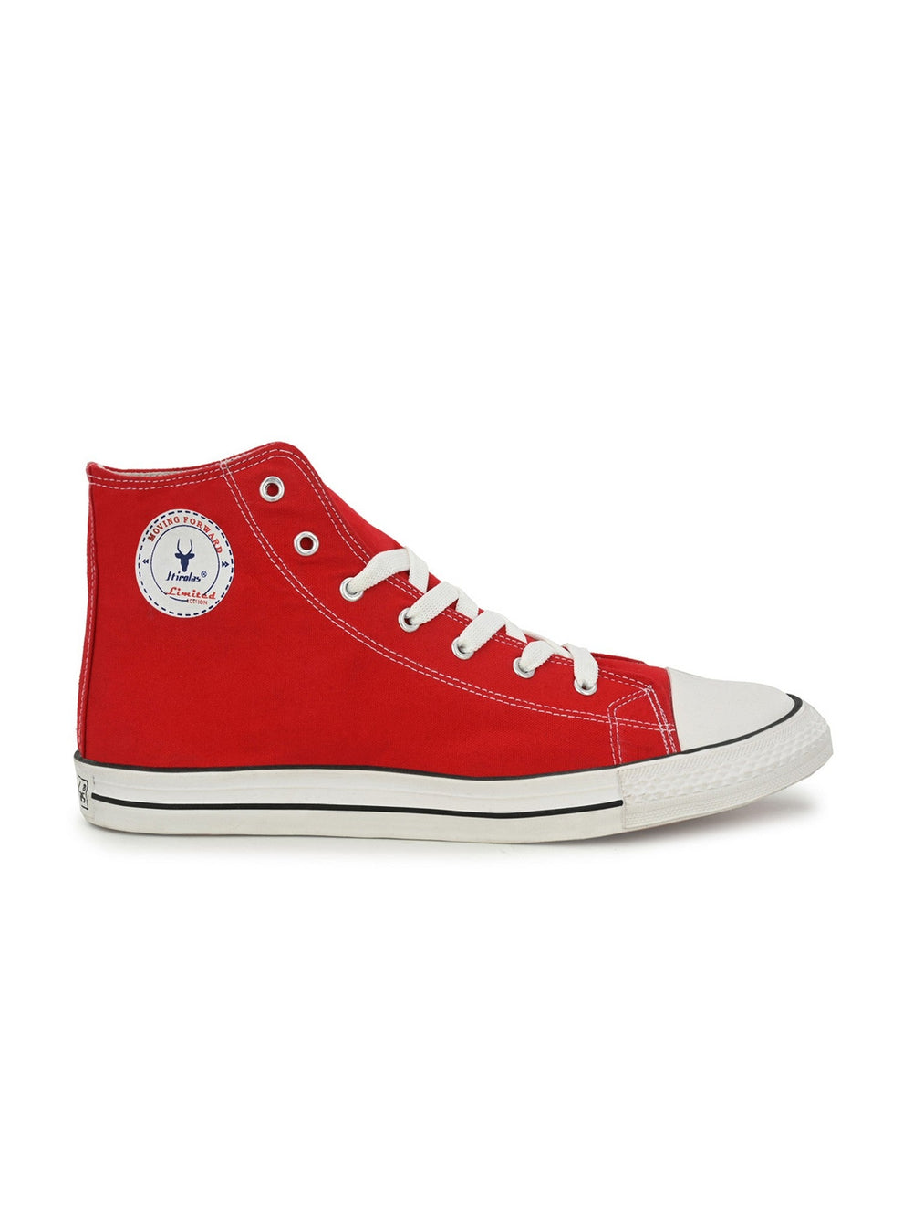 Men's Red Canvas Vulcansied Skateboard Lace Up Ankle Length Sneaker Shoes (HRL2077RED)
