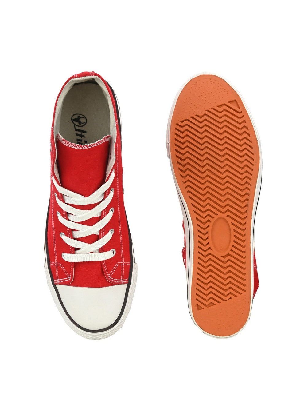 Men's Red Canvas Vulcansied Skateboard Lace Up Ankle Length Sneaker Shoes (HRL2077RED)