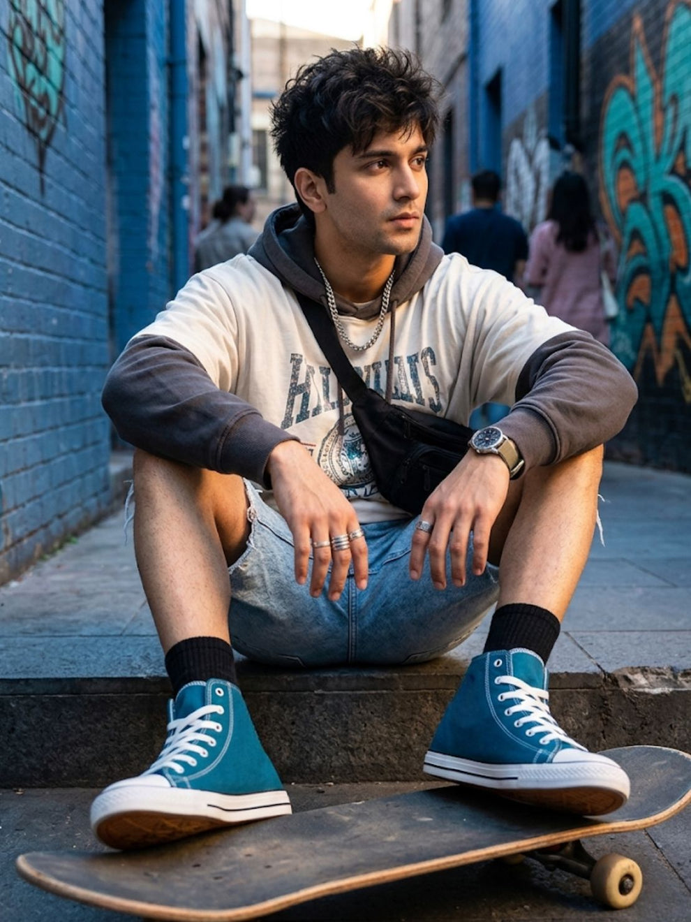Men's Sea Green Canvas Vulcansied Skateboard Lace Up Ankle Length Sneaker Shoes (HRL2077SGN)