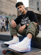 Vulcanised Skateboard Sneakers Shoes for Men - White