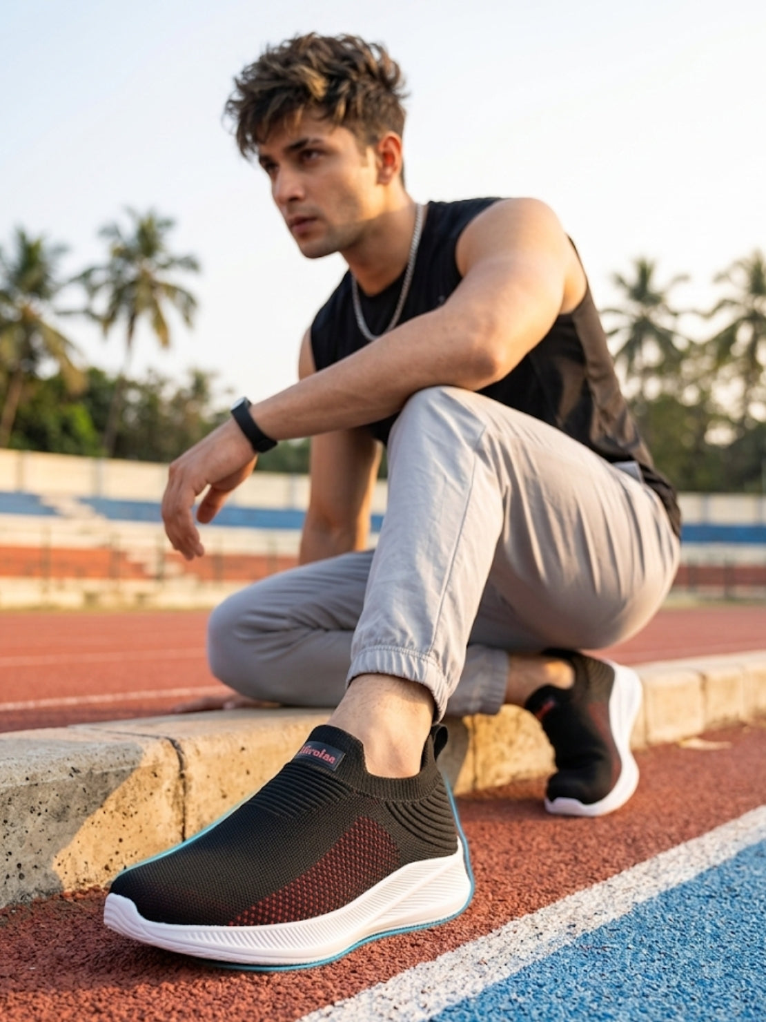 GlideFit Sports Running Shoes.- Blue/Red (HRL2080BLR)