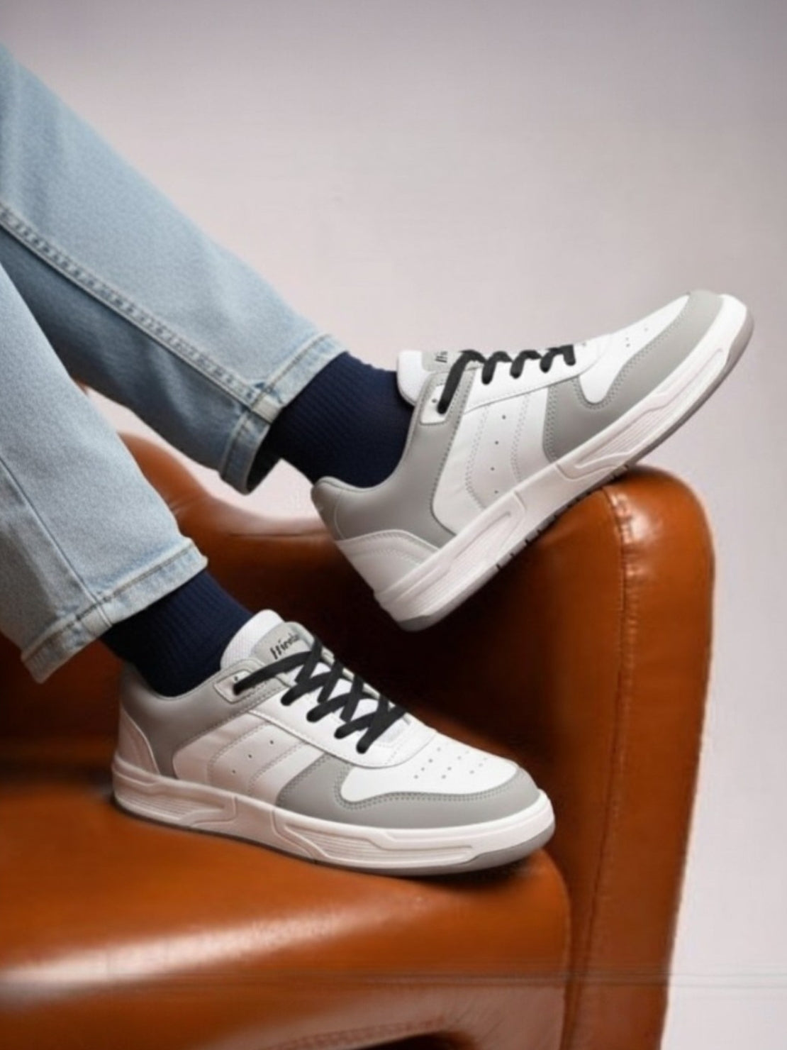 Men Comfort Sneakers - White/Grey (HRL2084GRY)