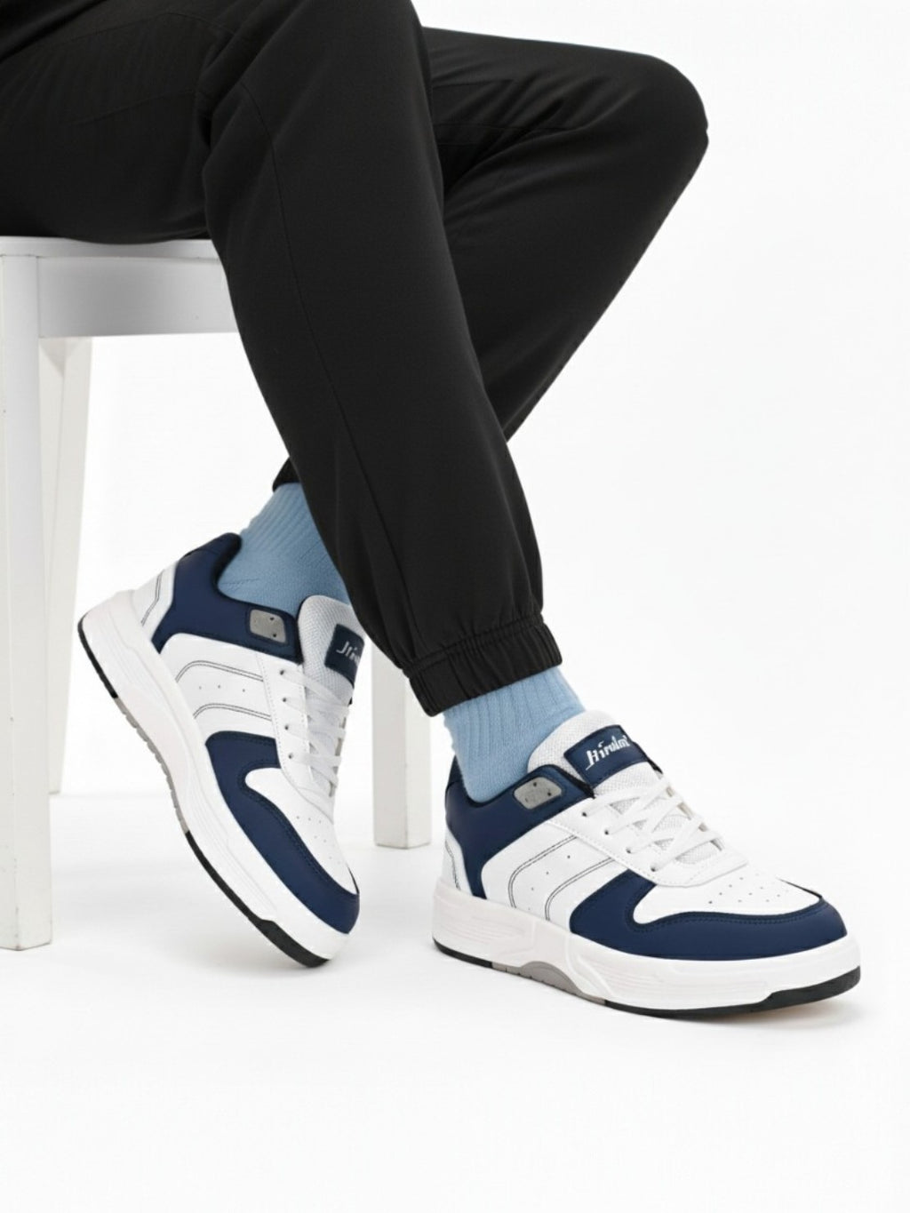 Men Comfort Sneakers - White/ Blue (HRL2084WHB)