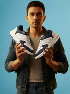 Men Comfort Sneakers - White/ Blue (HRL2084WHB)