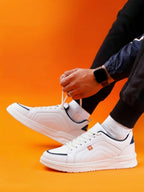 Men’s White Sneakers Stylish, Lightweight & Comfortable Everyday Shoes (HRL2086WHT)