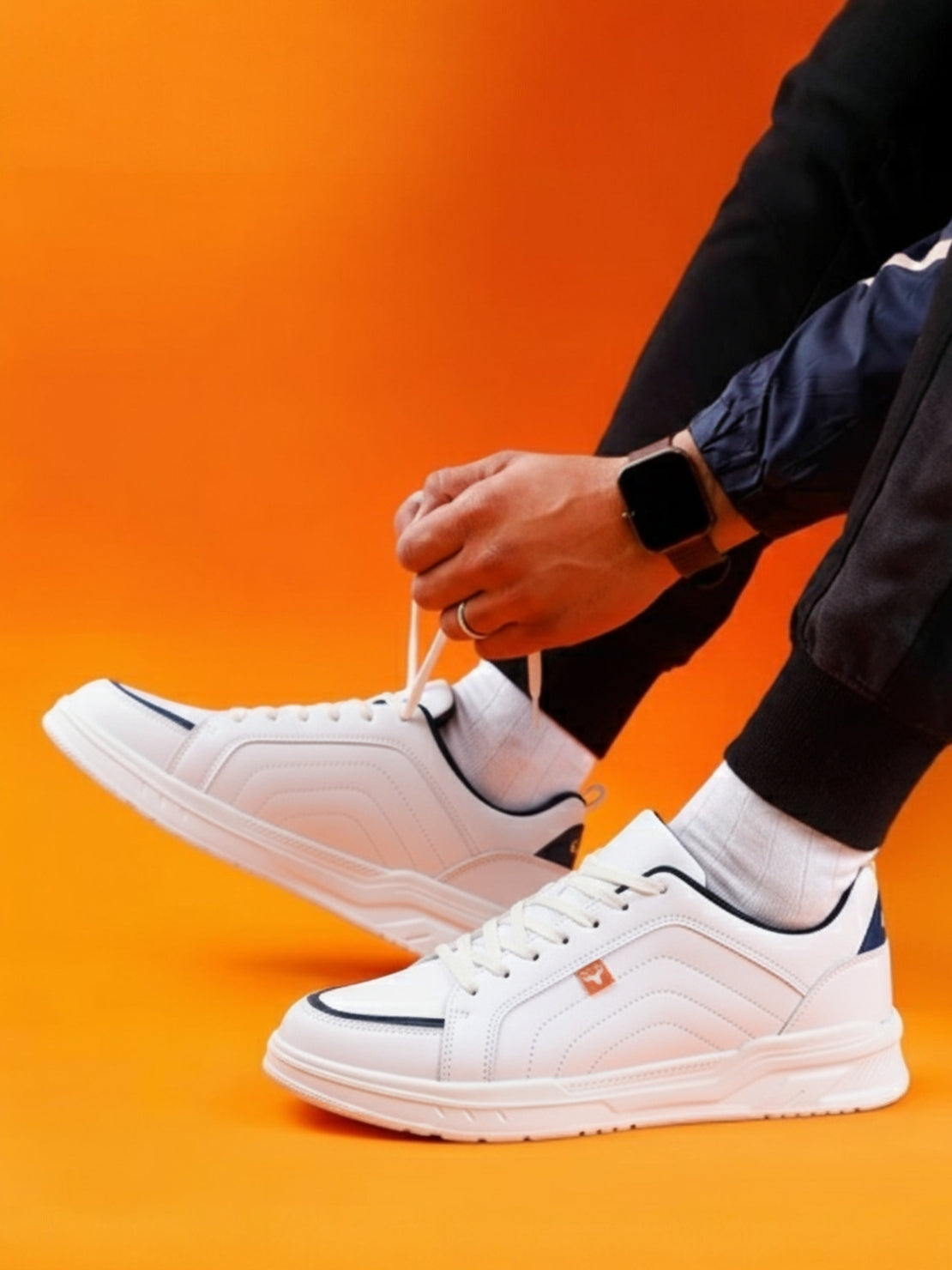 Men’s White Sneakers Stylish, Lightweight & Comfortable Everyday Shoes (HRL2086WHT)