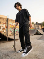 Men's vulcanised Skateboard Sneaker Shoes - Black(HRL2088BLK)