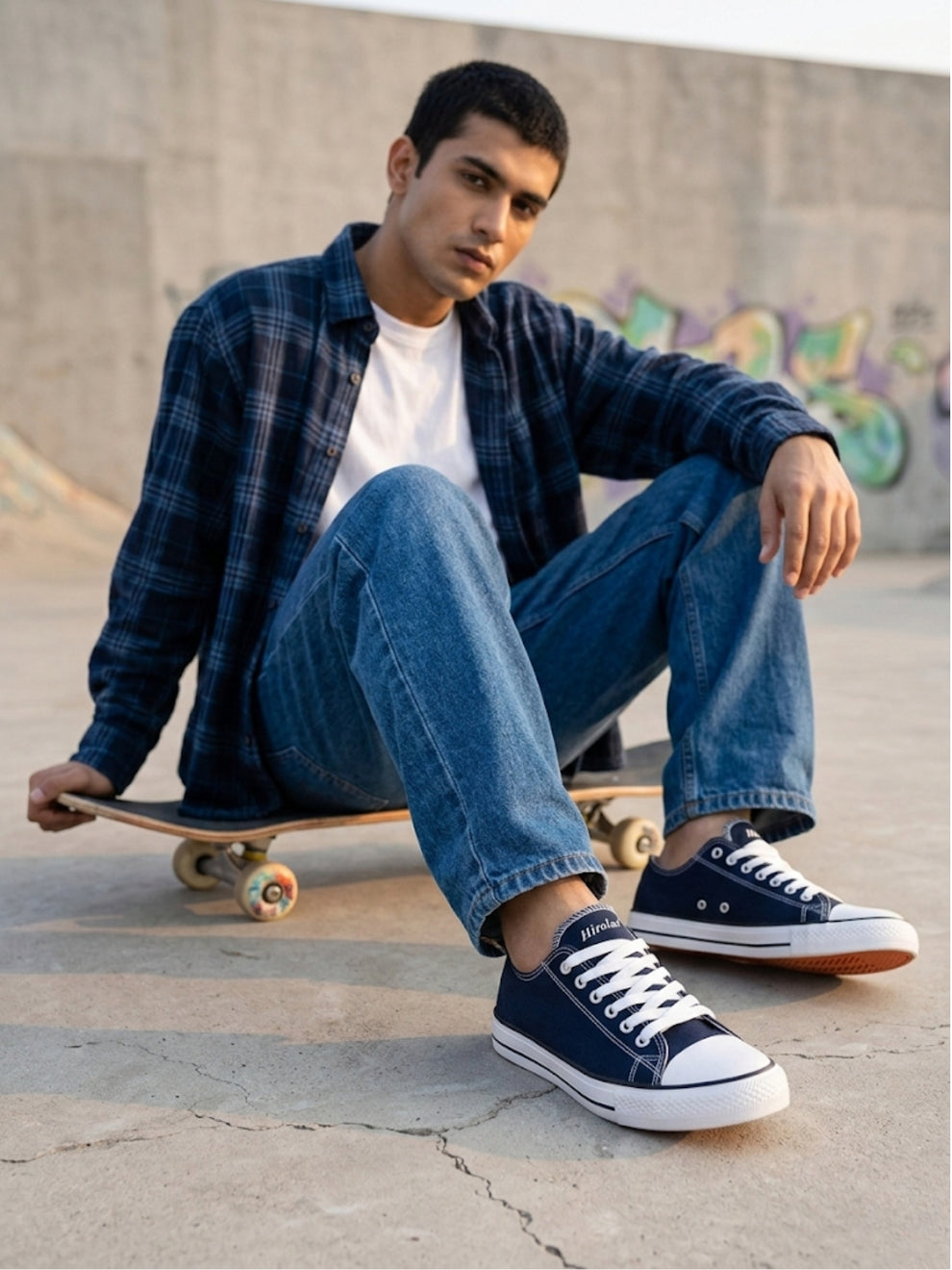 vulcanised Skateboard Sneaker Shoes for Men - Blue (HRL2088BLU)