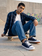 vulcanised Skateboard Sneaker Shoes for Men - Blue (HRL2088BLU)