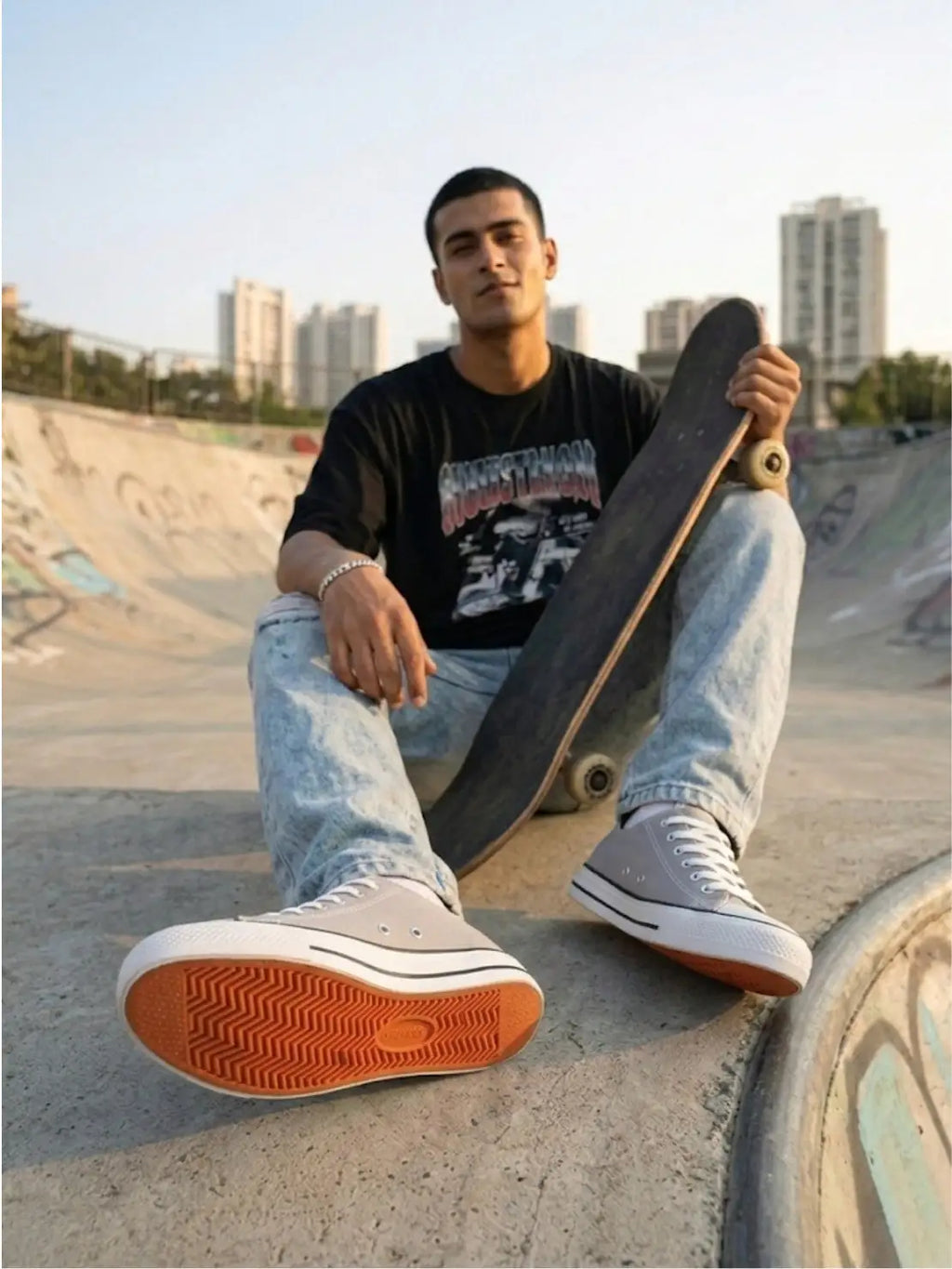 Vulcanized Skateboard Sneaker Shoes for Men - Grey (HRL2088GRY)