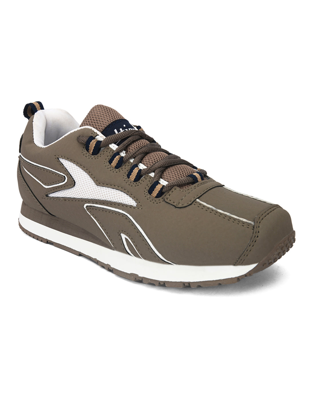 Multi Sport Shock Absorbing Walking  Running Fitness Athletic Training Gym Fashion Sneaker Shoes - Chickoo/White (HRL2089CHK)
