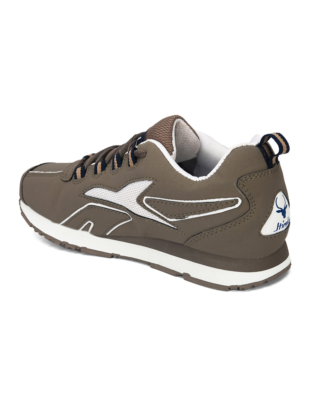 Multi Sport Shock Absorbing Walking  Running Fitness Athletic Training Gym Fashion Sneaker Shoes - Chickoo/White (HRL2089CHK)