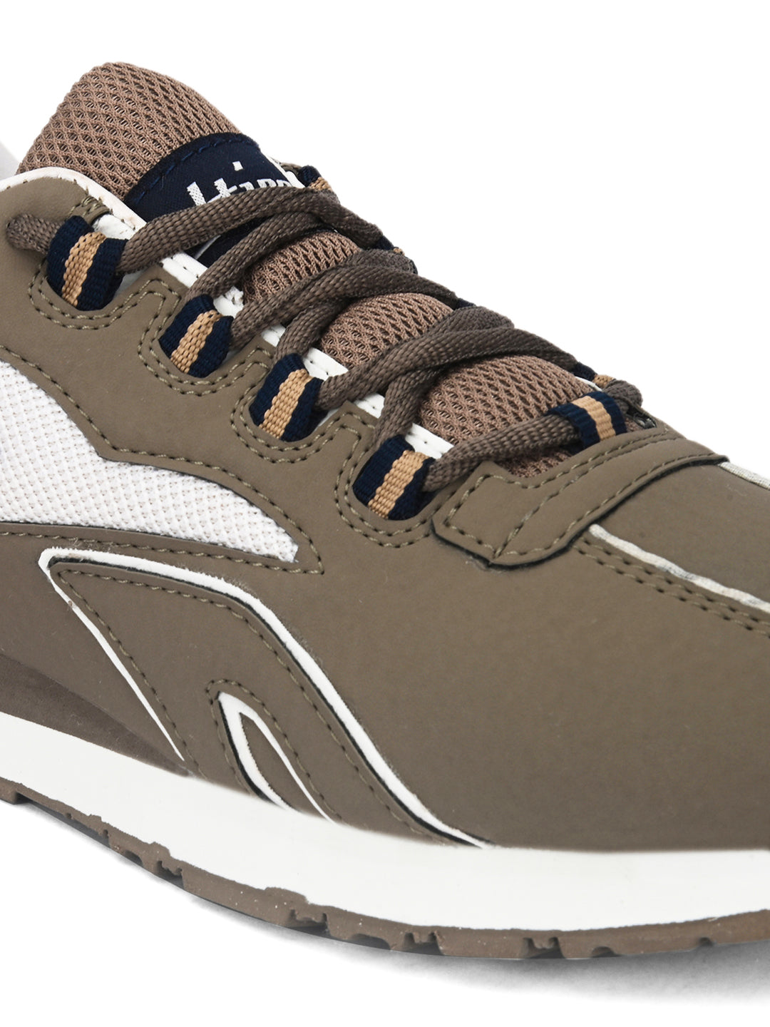 Multi Sport Shock Absorbing Walking  Running Fitness Athletic Training Gym Fashion Sneaker Shoes - Chickoo/White (HRL2089CHK)