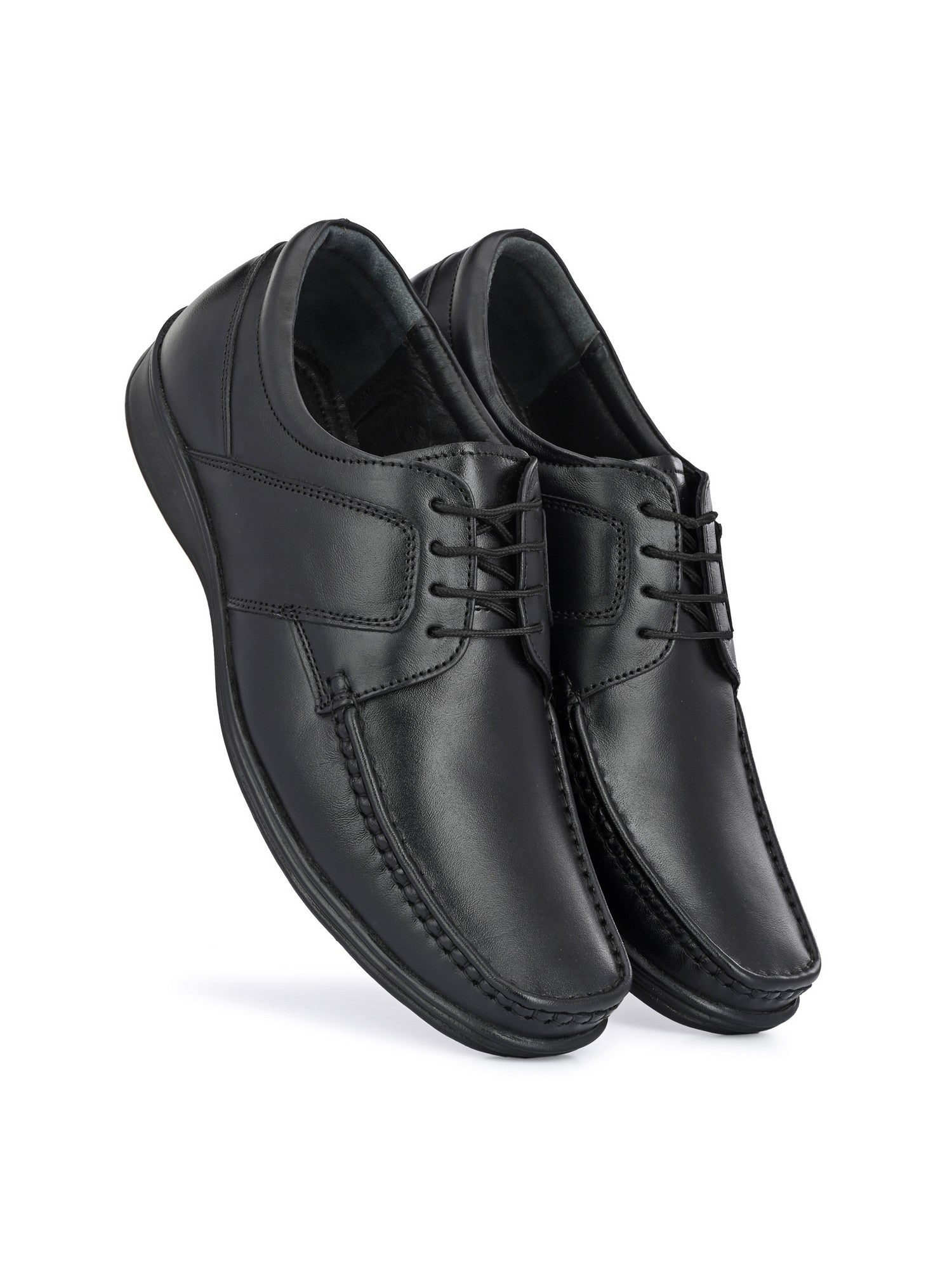 TokyoSole Phantom Glide Black Derby Shoes for Men (HRLFR001BLK)