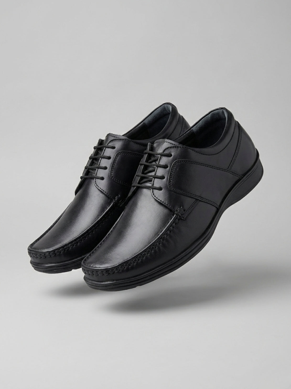 TokyoSole Phantom Glide Black Derby Shoes for Men (HRLFR001BLK)