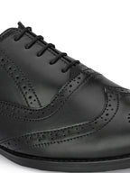 TokyoSole Regal Wingtip Oxford Shoes for Men (HRLFR002BLK)