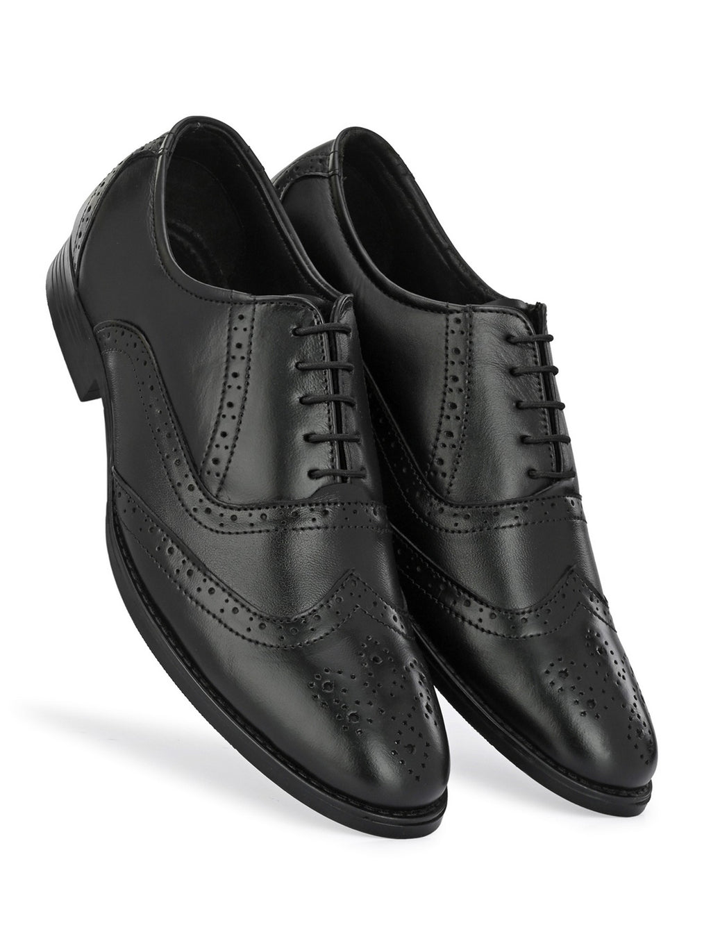 TokyoSole Regal Wingtip Oxford Shoes for Men (HRLFR002BLK)