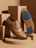 TokyoSole Camel Crest Wingtip Oxford Shoes for Men (HRLFR002TAN)