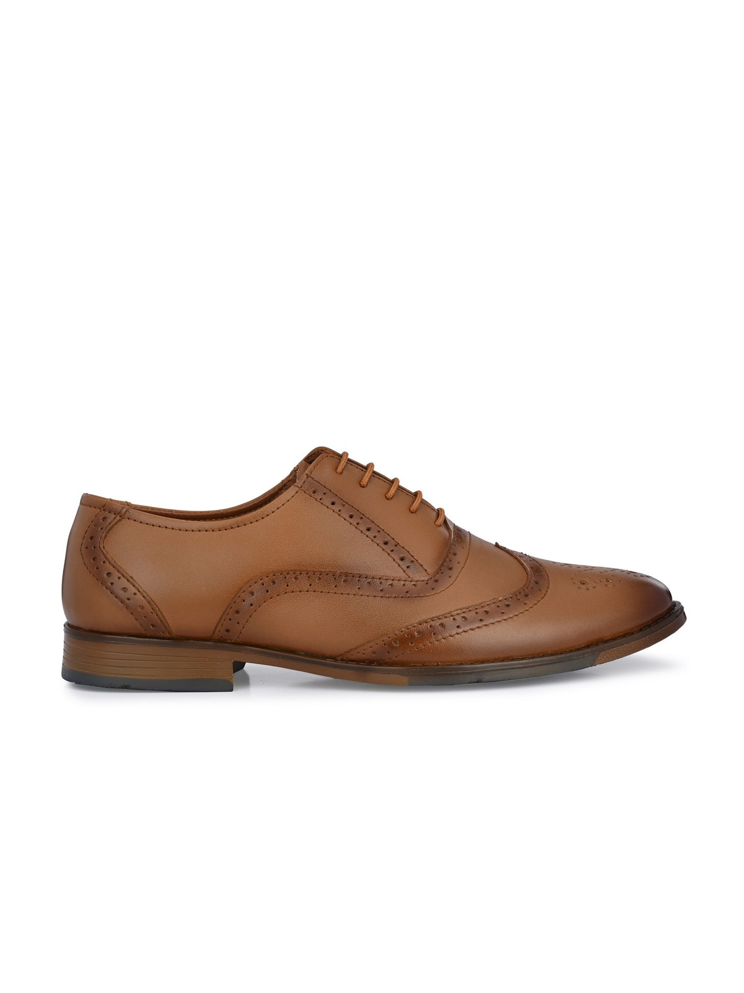 TokyoSole Camel Crest Wingtip Oxford Shoes for Men (HRLFR002TAN)