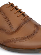 TokyoSole Camel Crest Wingtip Oxford Shoes for Men (HRLFR002TAN)
