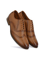 TokyoSole Camel Crest Wingtip Oxford Shoes for Men (HRLFR002TAN)