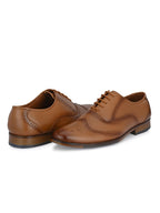TokyoSole Camel Crest Wingtip Oxford Shoes for Men (HRLFR002TAN)