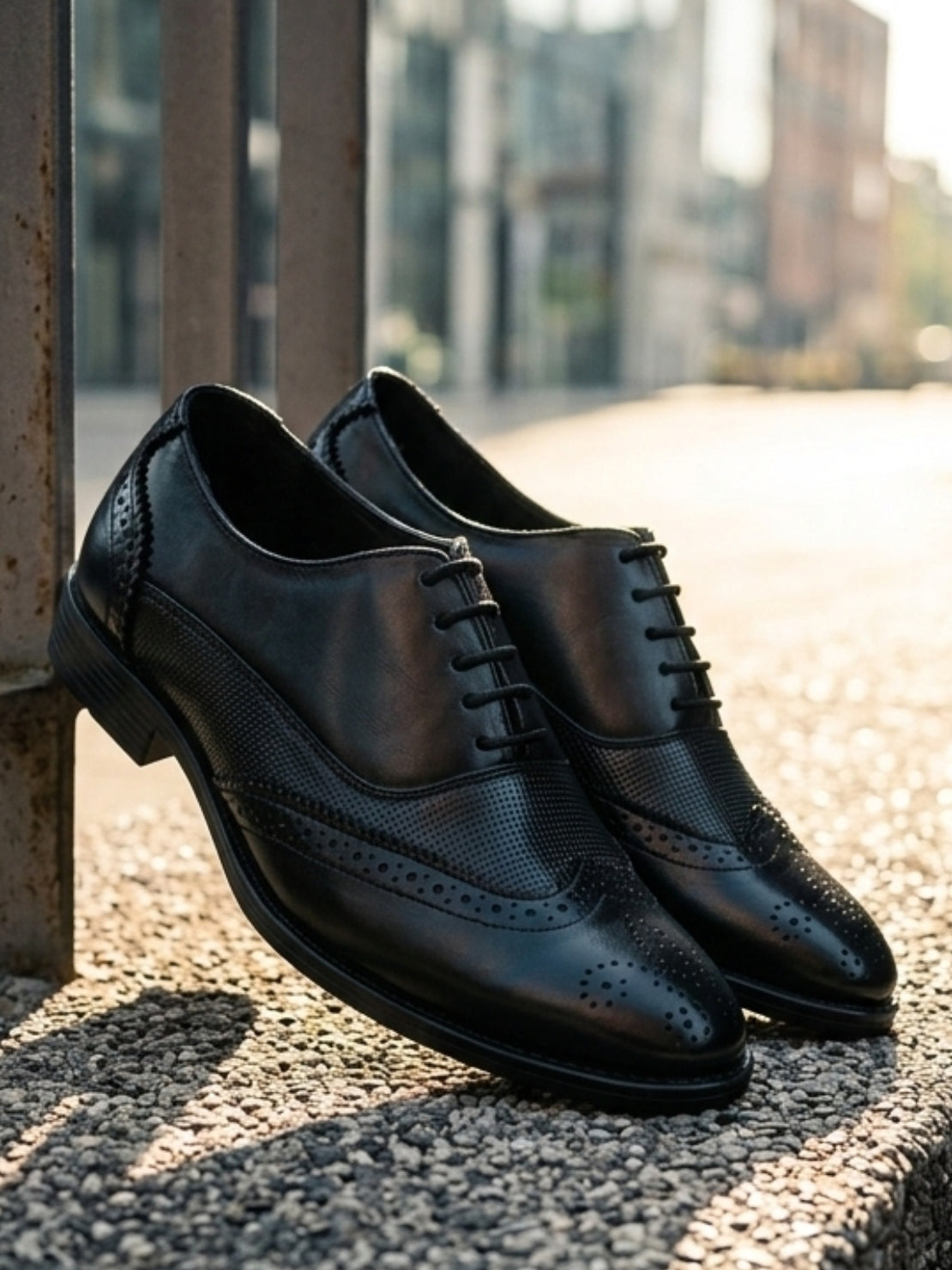 TokyoSole Midnight Brogue Oxford Shoes for Men (HRLFR003BLK)