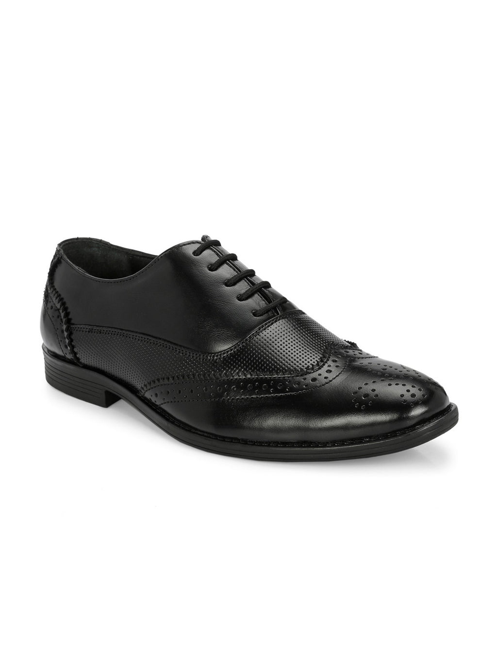 TokyoSole Midnight Brogue Oxford Shoes for Men (HRLFR003BLK)