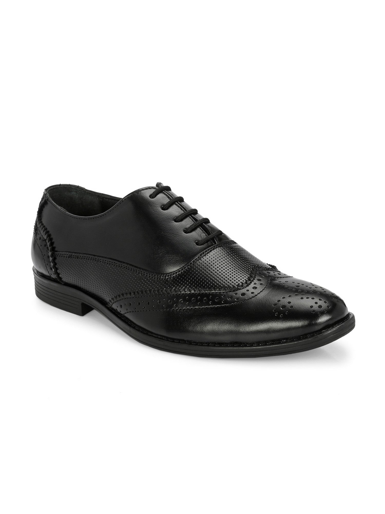 TokyoSole Midnight Brogue Oxford Shoes for Men (HRLFR003BLK)
