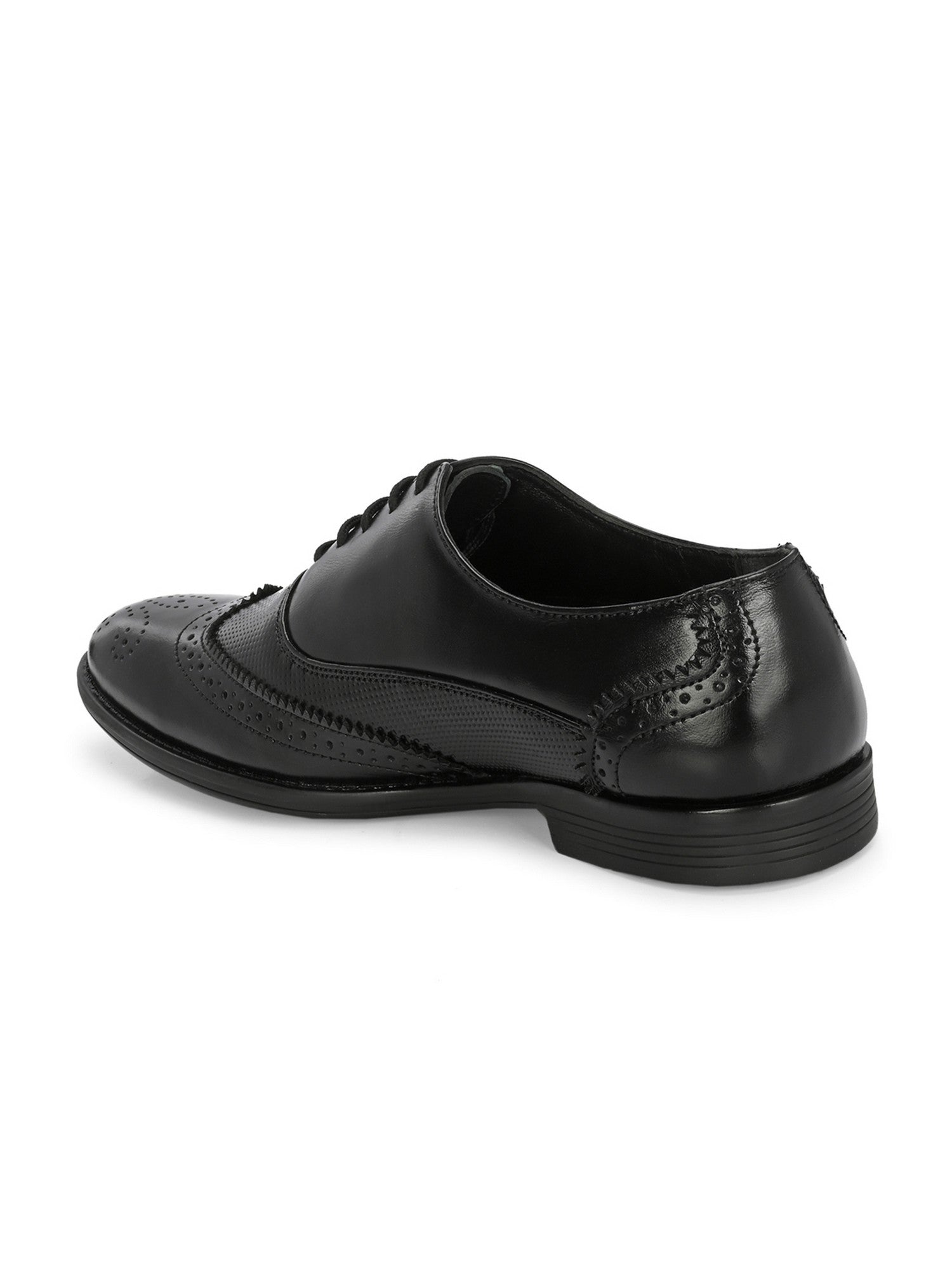 TokyoSole Midnight Brogue Oxford Shoes for Men (HRLFR003BLK)