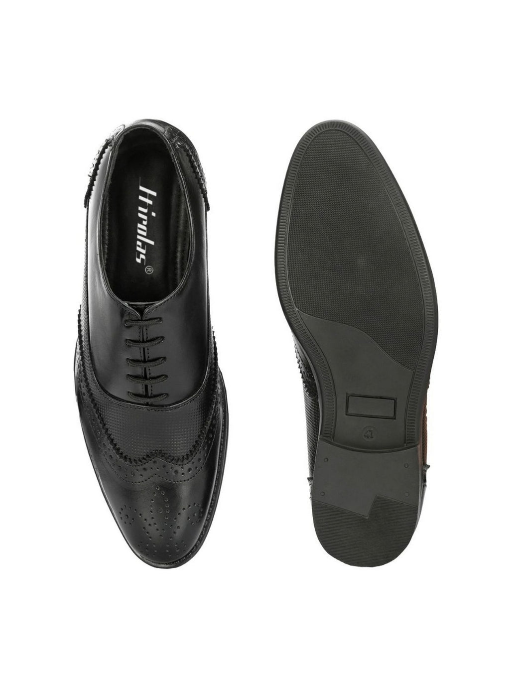 TokyoSole Midnight Brogue Oxford Shoes for Men (HRLFR003BLK)