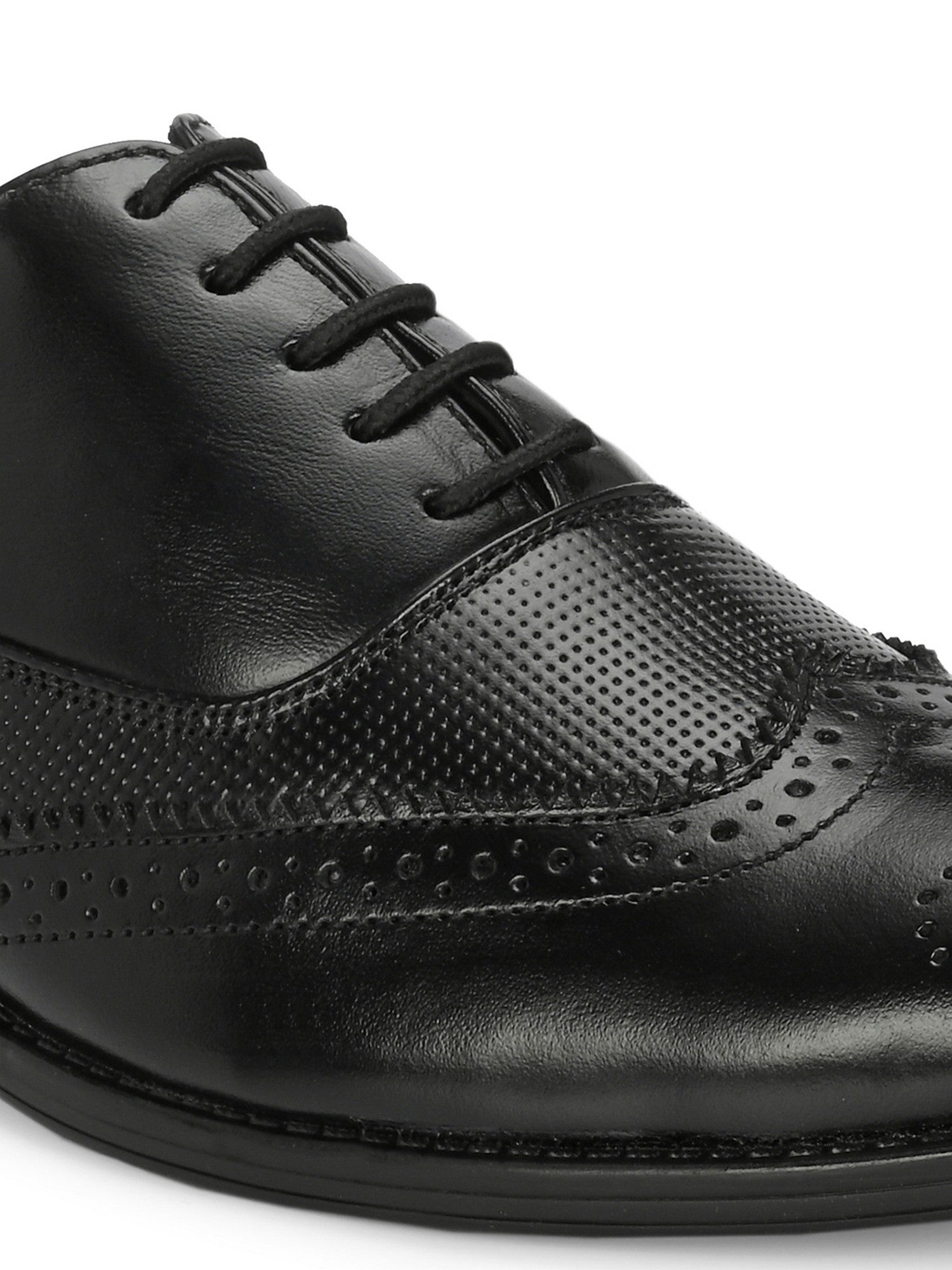 TokyoSole Midnight Brogue Oxford Shoes for Men (HRLFR003BLK)