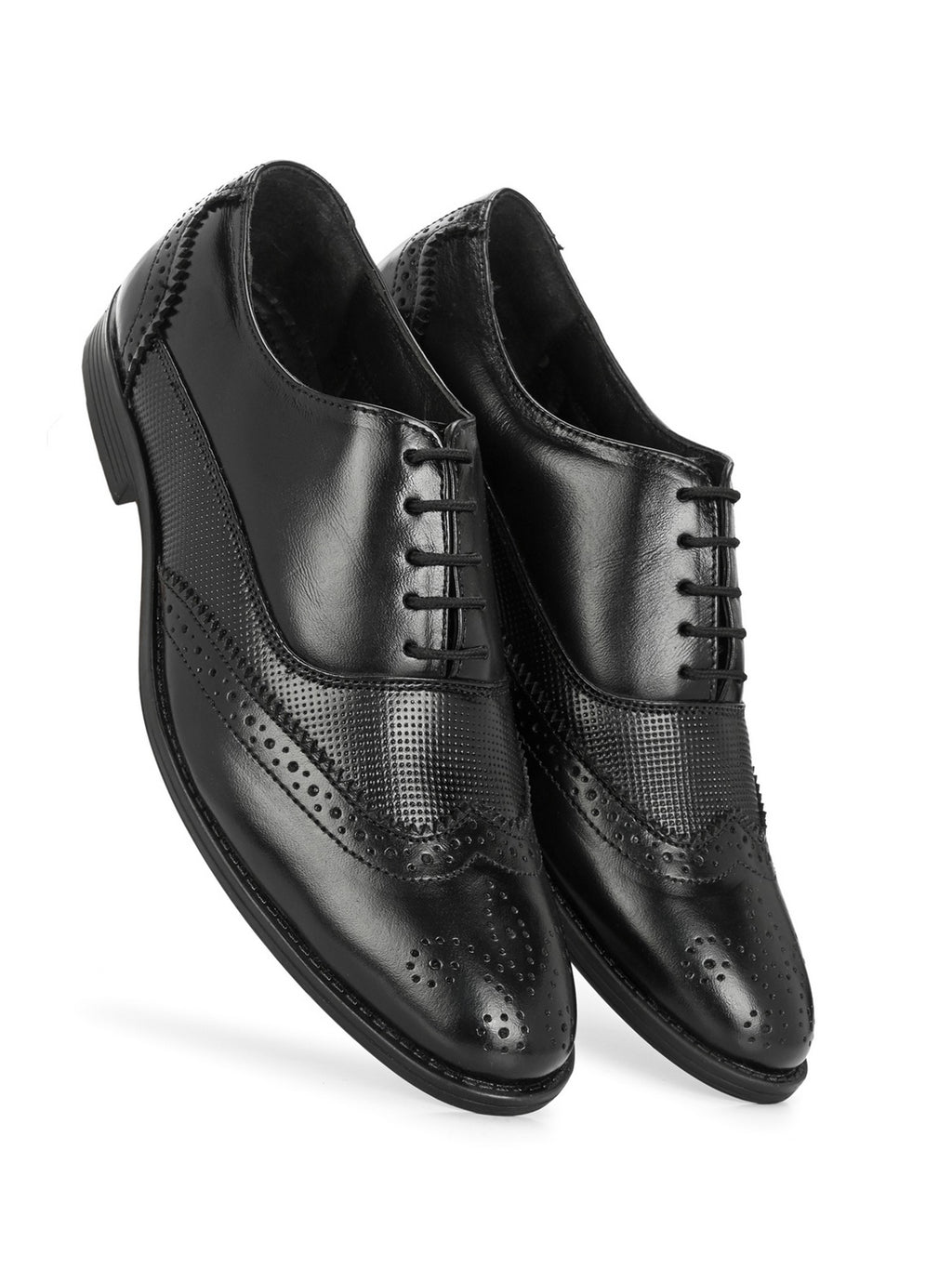 TokyoSole Midnight Brogue Oxford Shoes for Men (HRLFR003BLK)