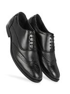 TokyoSole Midnight Brogue Oxford Shoes for Men (HRLFR003BLK)