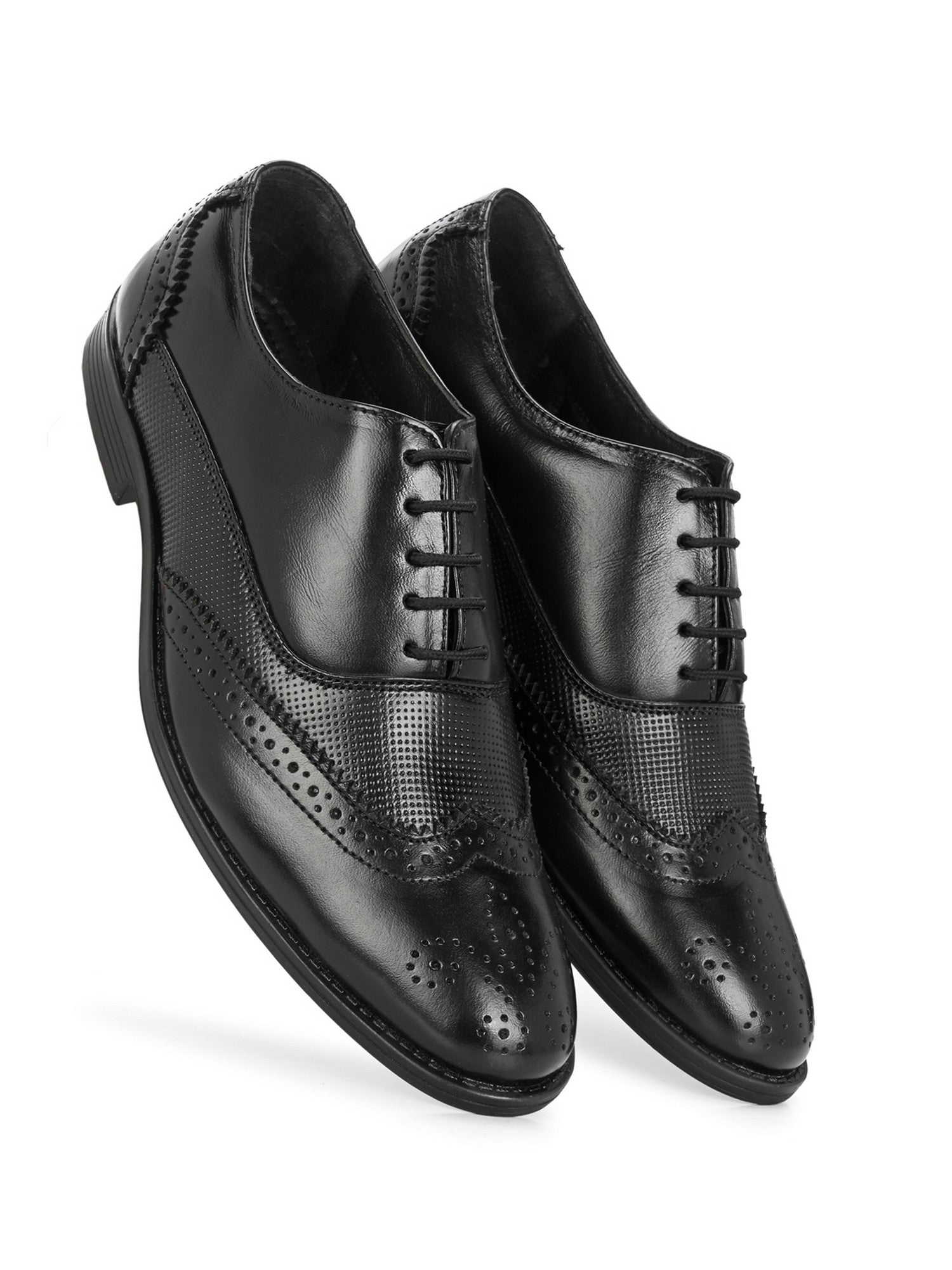 TokyoSole Midnight Brogue Oxford Shoes for Men (HRLFR003BLK)