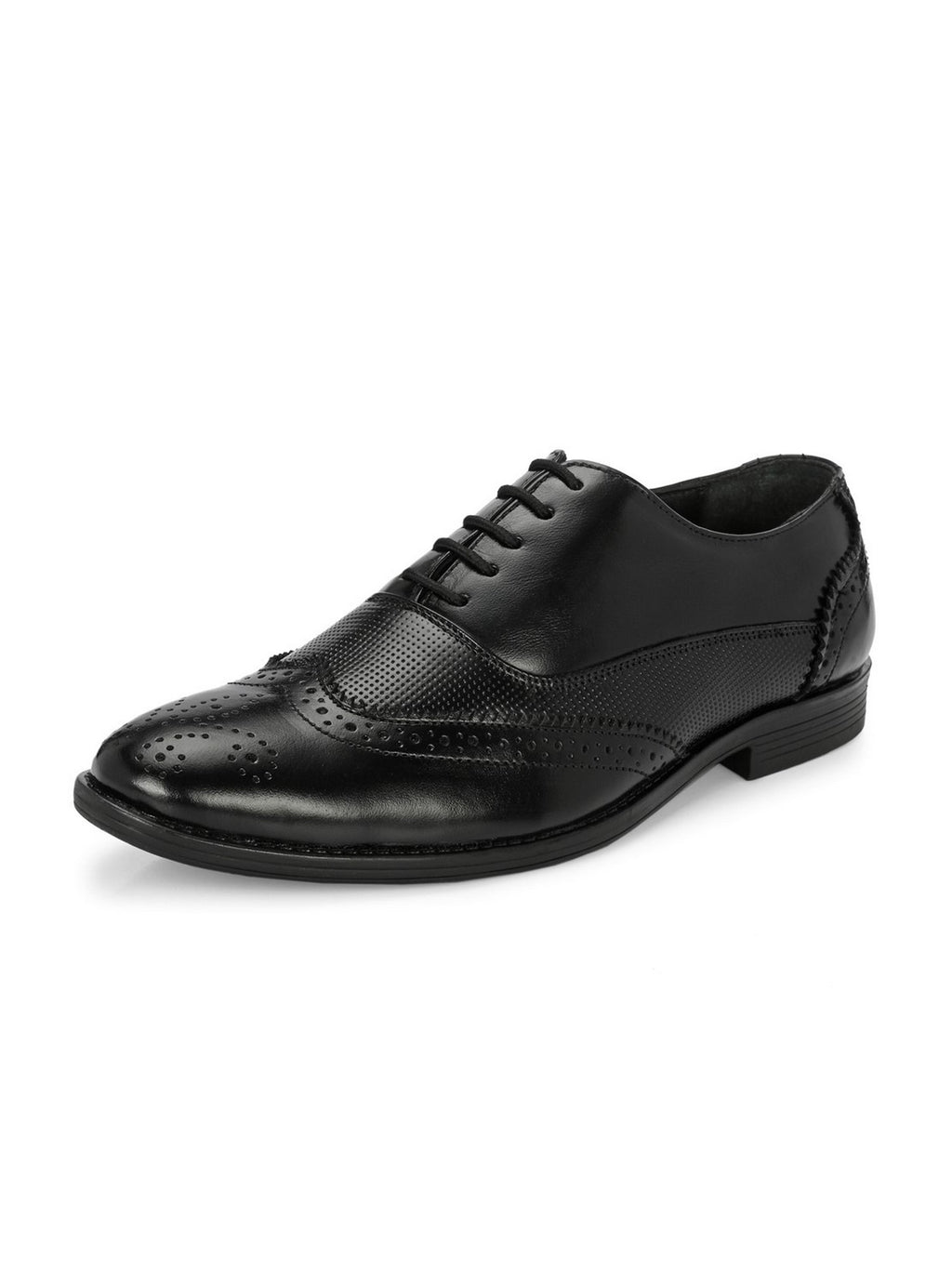 TokyoSole Midnight Brogue Oxford Shoes for Men (HRLFR003BLK)