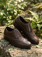 TokyoSole Woodland Wingtip Brogue Shoes for Men(HRLFR003BRN)