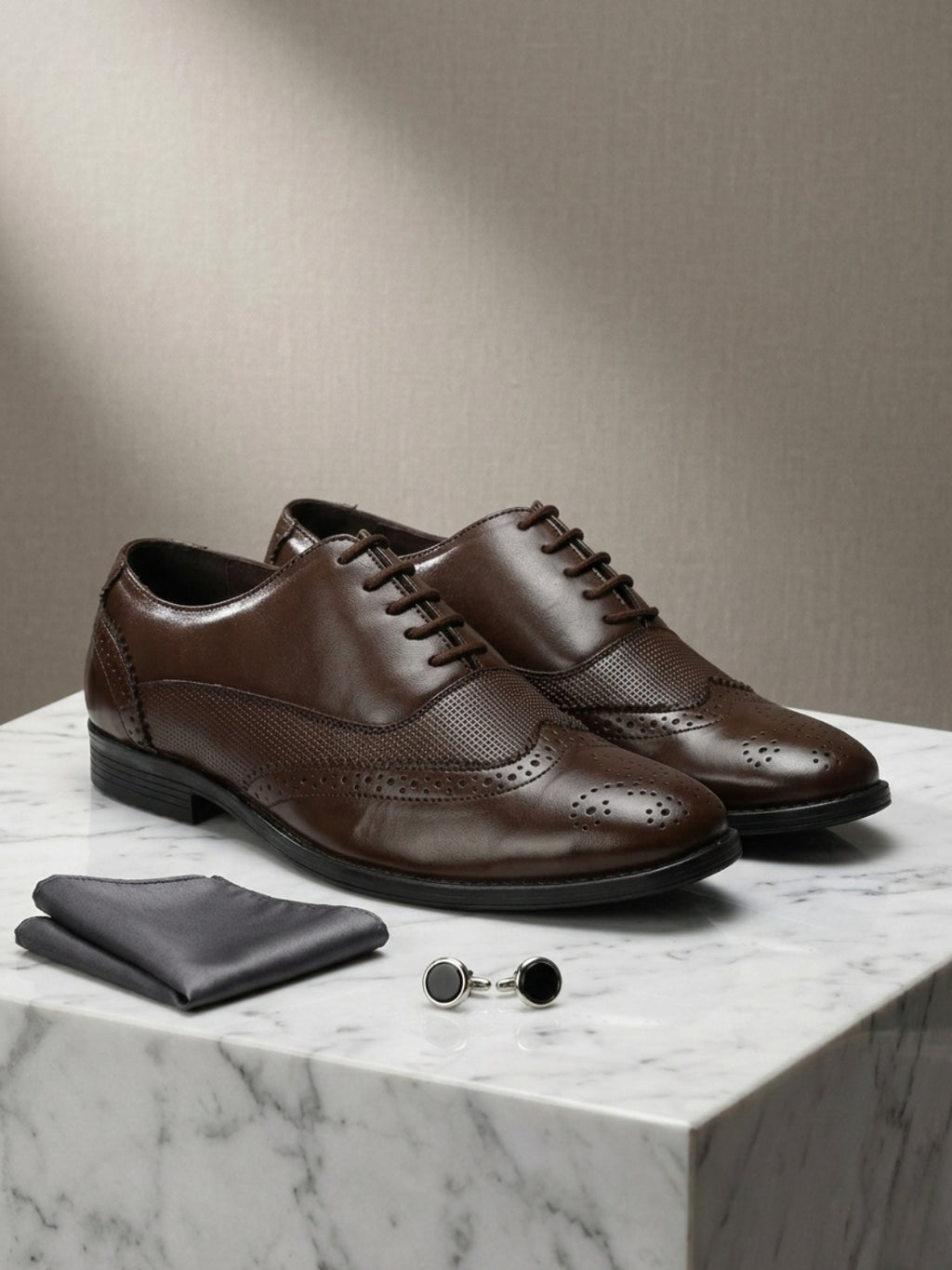 TokyoSole Woodland Wingtip Brogue Shoes for Men(HRLFR003BRN)