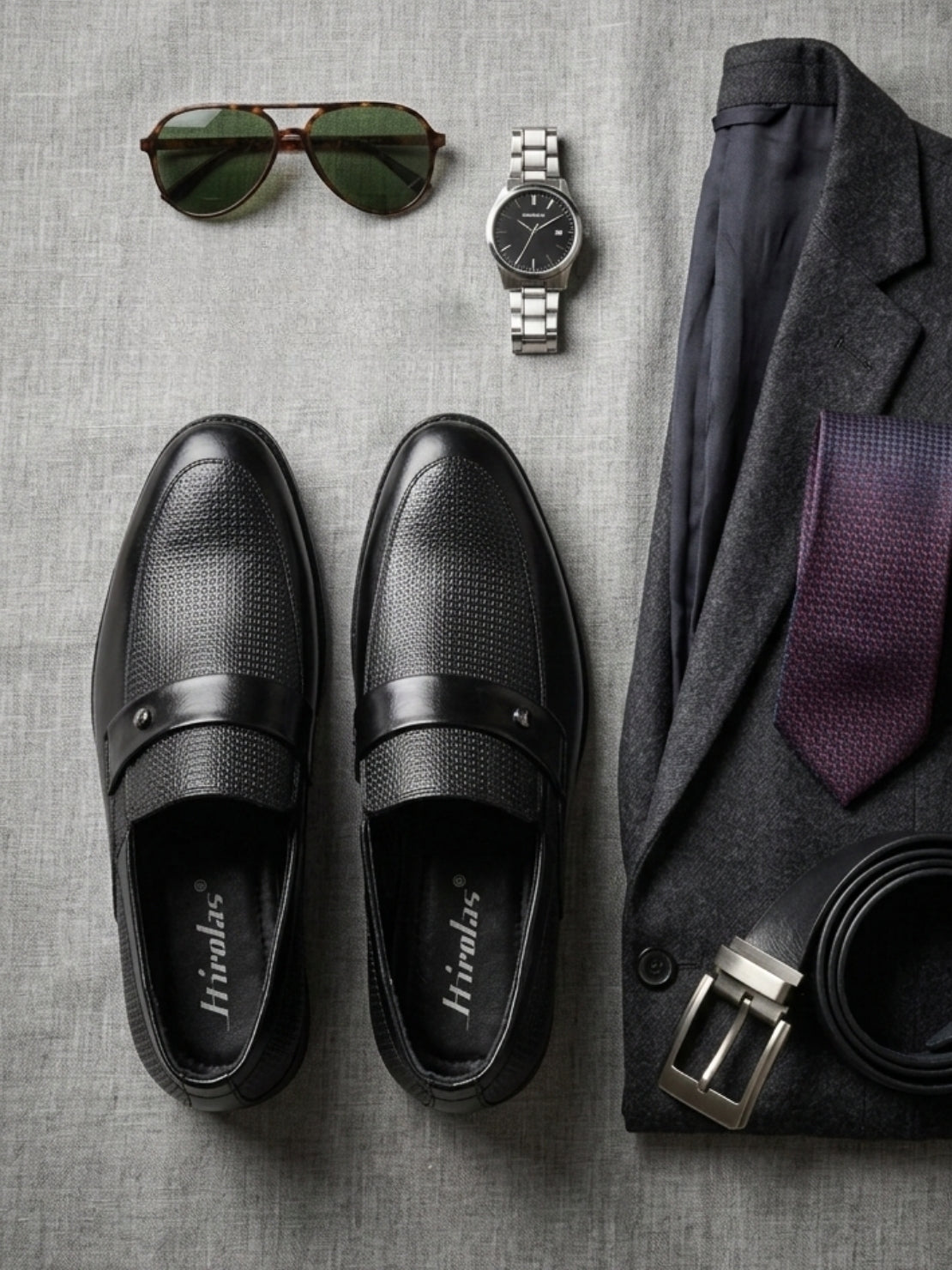 TokyoSole Noir Textured Monk Strap Loafers for Men (HRLFR004BLK)