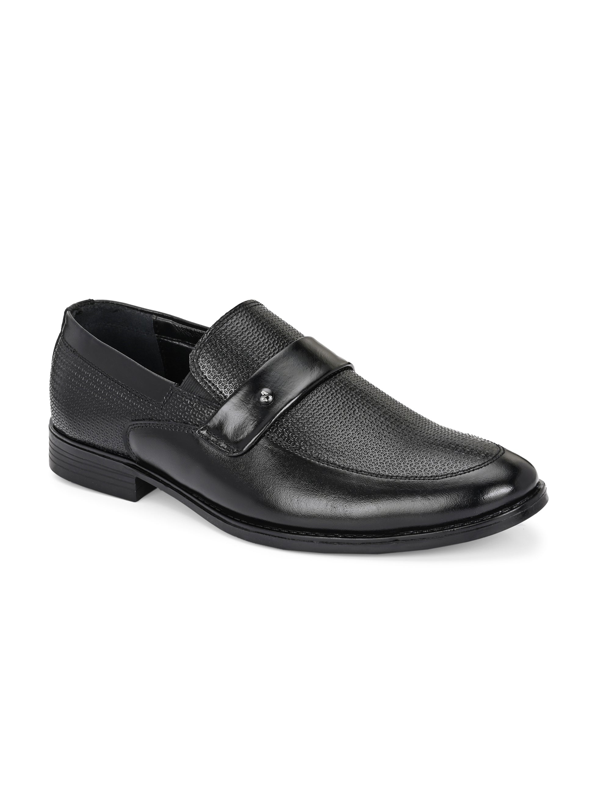 TokyoSole Noir Textured Monk Strap Loafers for Men (HRLFR004BLK)