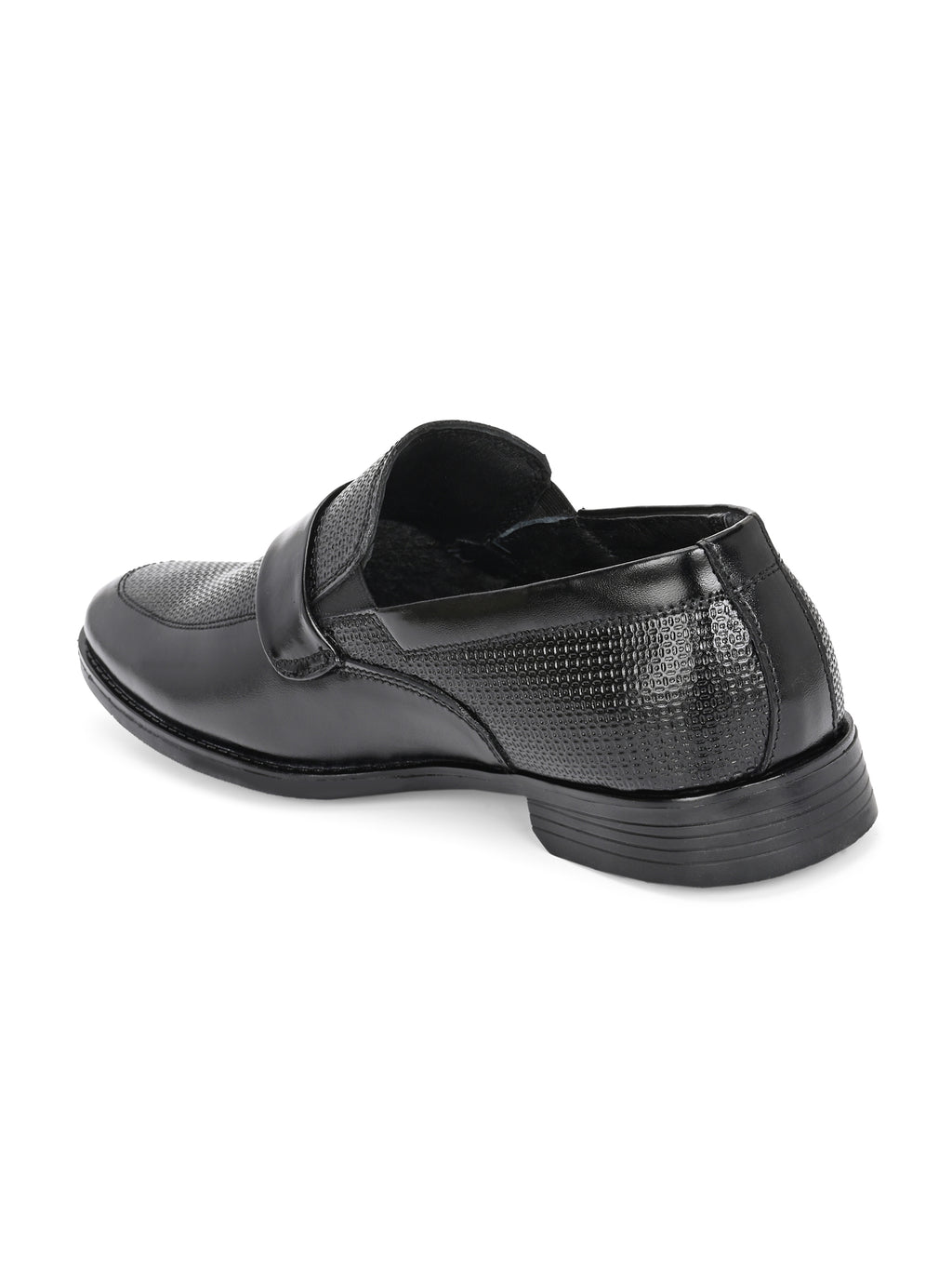 TokyoSole Noir Textured Monk Strap Loafers for Men (HRLFR004BLK)