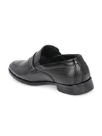 TokyoSole Noir Textured Monk Strap Loafers for Men (HRLFR004BLK)