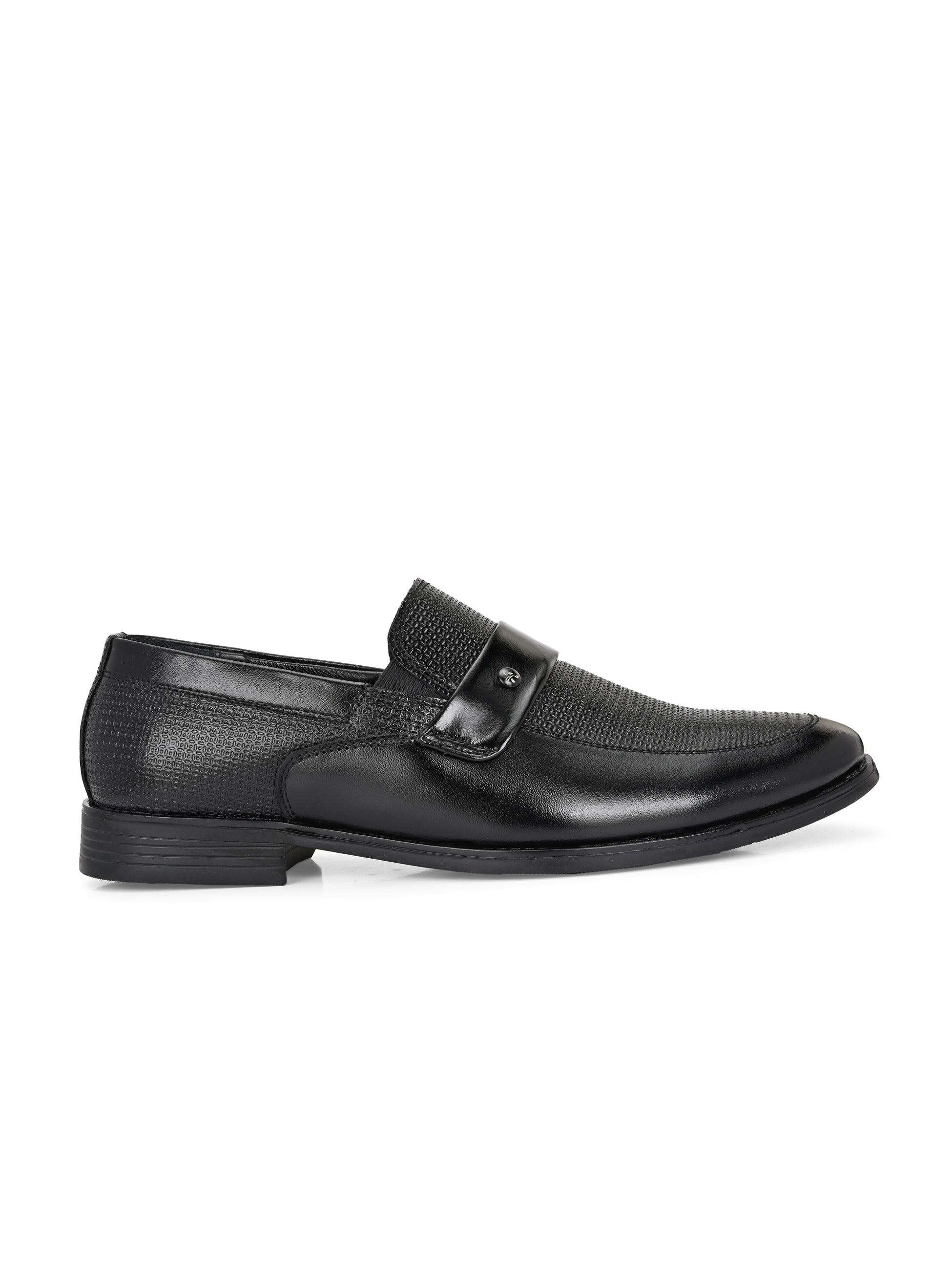 TokyoSole Noir Textured Monk Strap Loafers for Men (HRLFR004BLK)